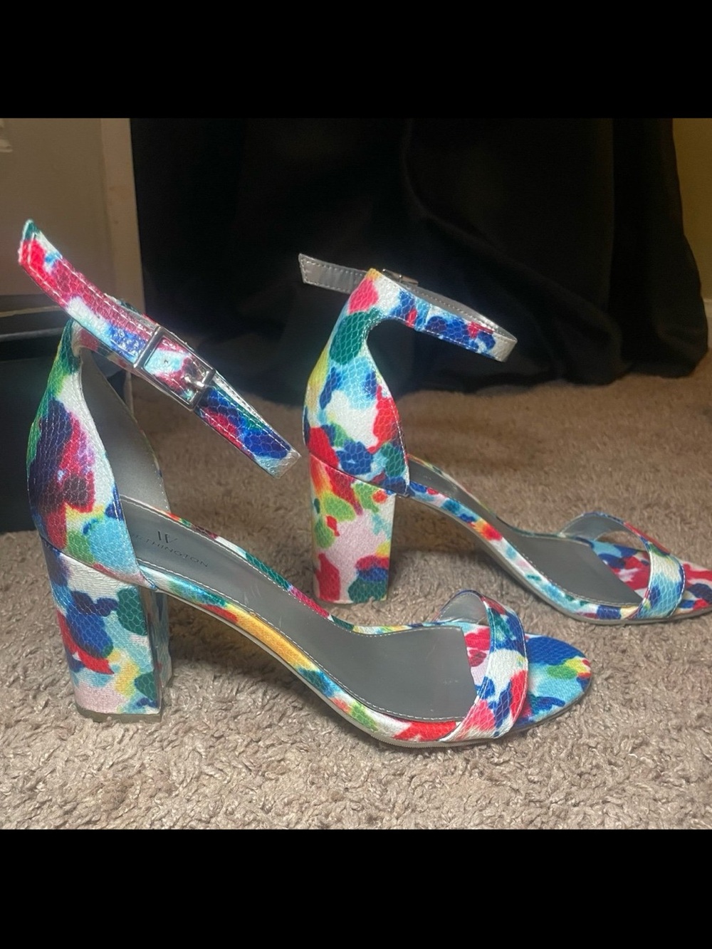 Worthington Multicolor Floral Block Heel Sandals